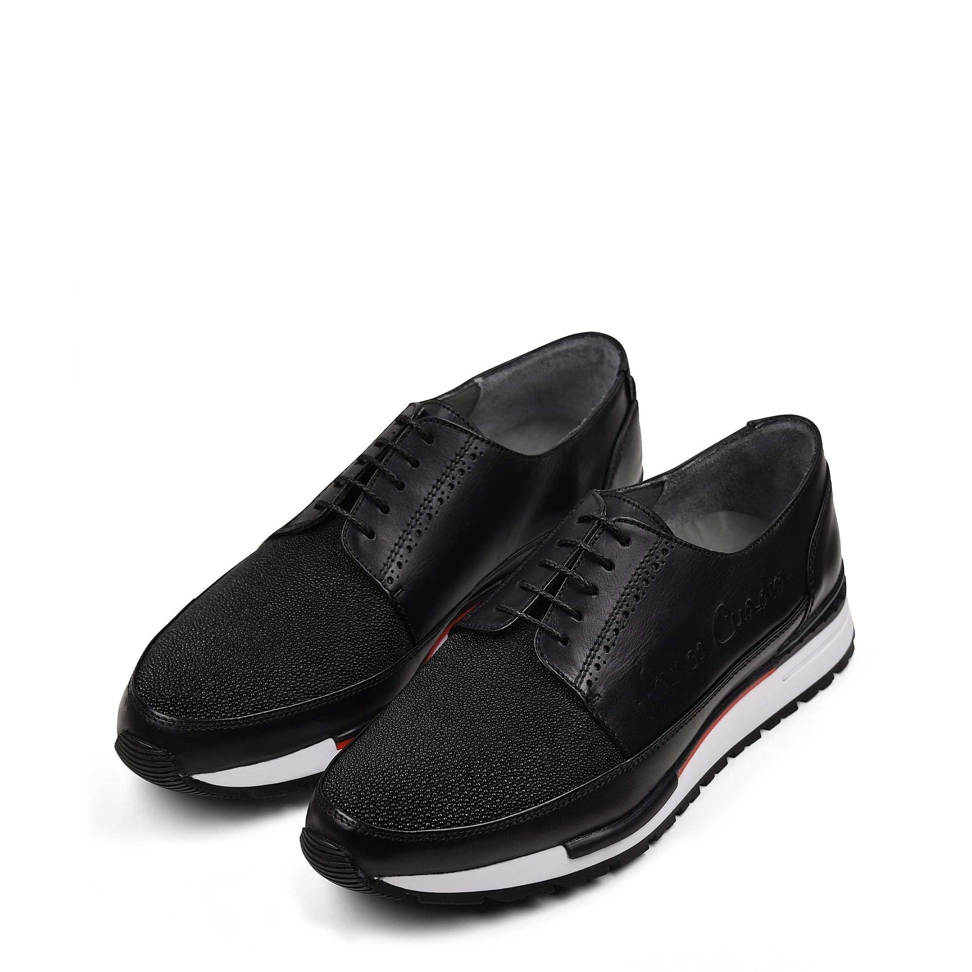 127MTTS - Cuadra black casual fashion stingray derby sneakers for men-Kuet.us