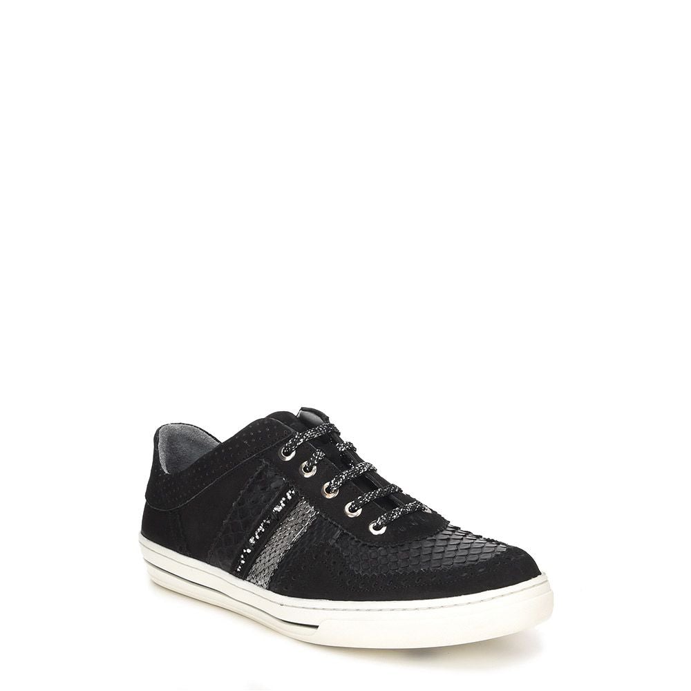 12QPMVL - Cuadra black casual fashion python sneakers for women-Kuet.us