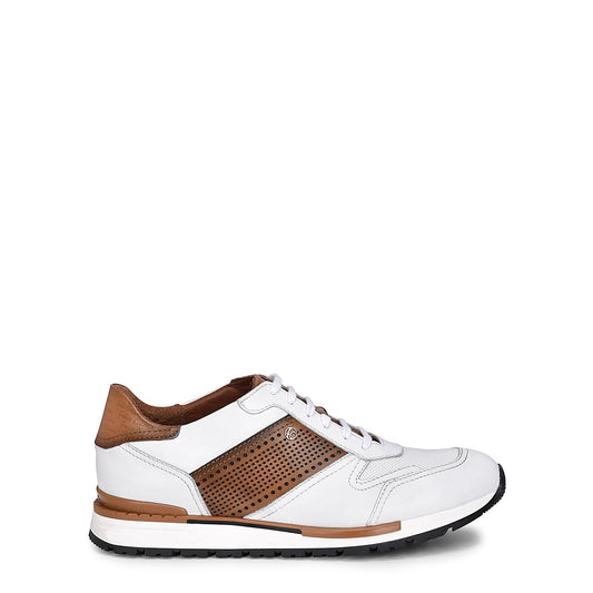 130KNTV - Cuadra white & brown casual fashion leather sneakers for men-Kuet.us