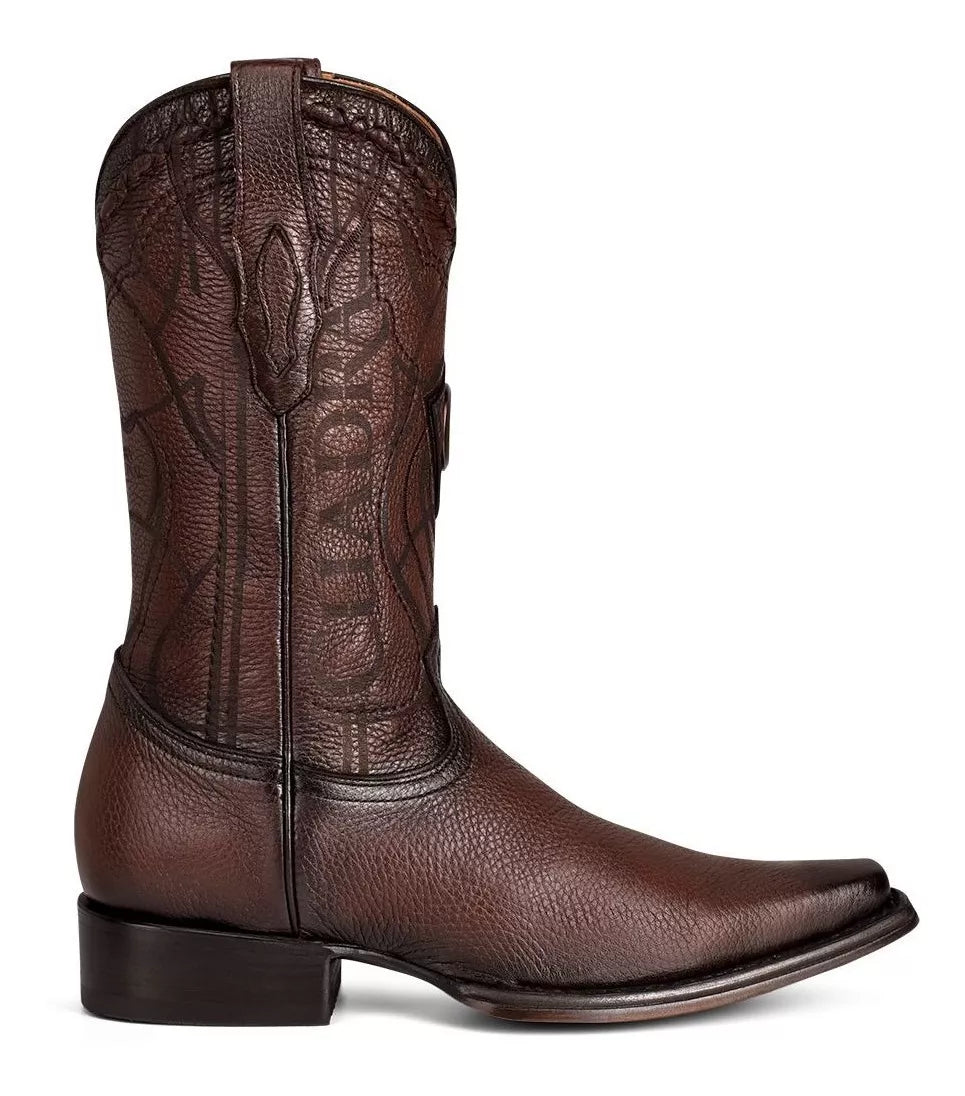 1B1NVE - Cuadra Chestnut Dress Cowboy Deer Leather Boots for Men