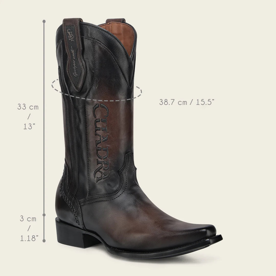 1B2TRS - Cuadra chocolate dress cowboy cowhide leather boots for men