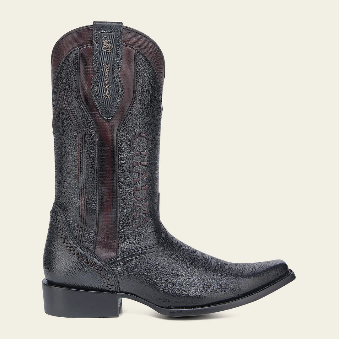 1B2TVE - Cuadra black dress cowboy deer leather boots for men