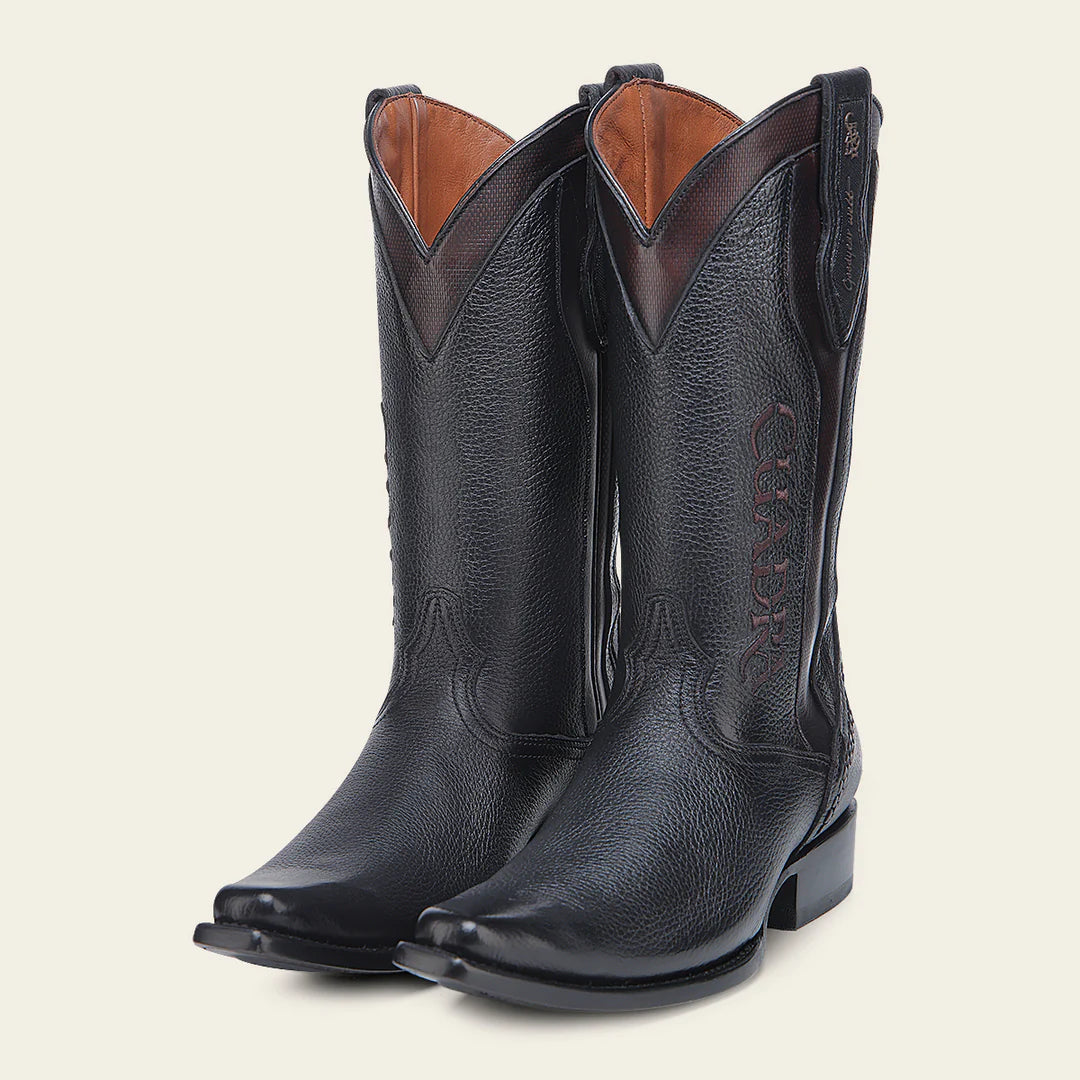 1B2TVE - Cuadra black dress cowboy deer leather boots for men