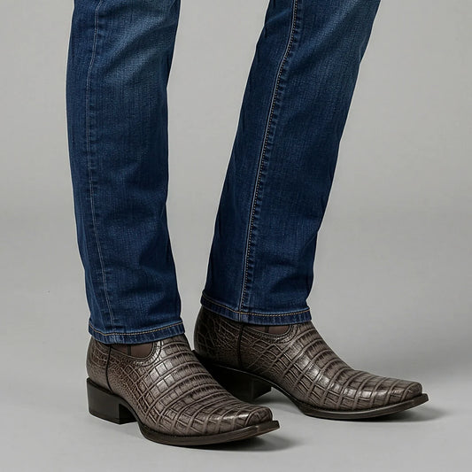 1BT0FY - Cuadra gray dress cowboy caiman leather boots for men