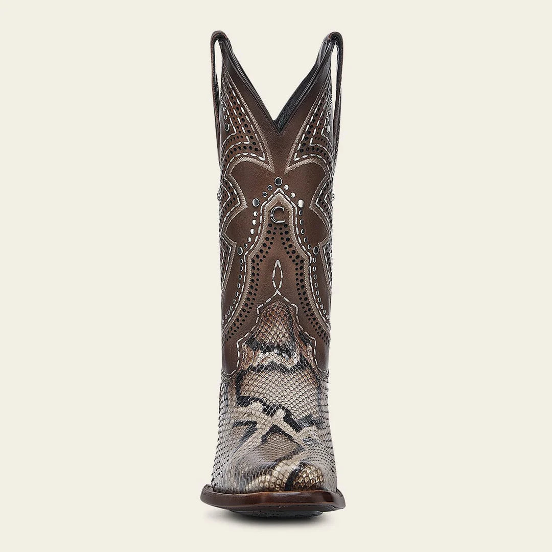 1F3VPM - Cuadra Brown Western Python Skin Rodeo Boot for Woman
