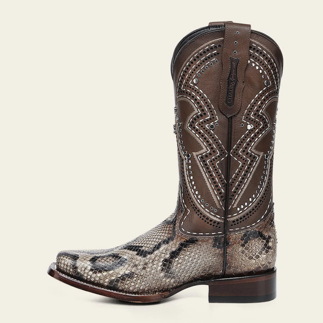 1F3VPM - Cuadra brown western python skin rodeo boot for woman
