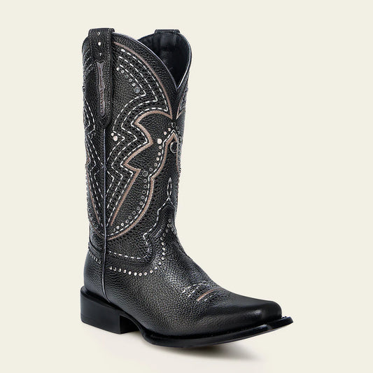 1F3XRS - Cuadra black western cowhide leather rodeo boot for woman