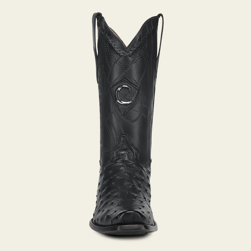 1J1NA1 - Cuadra Black Dress Cowboy Ostrich Leather Boots for Men