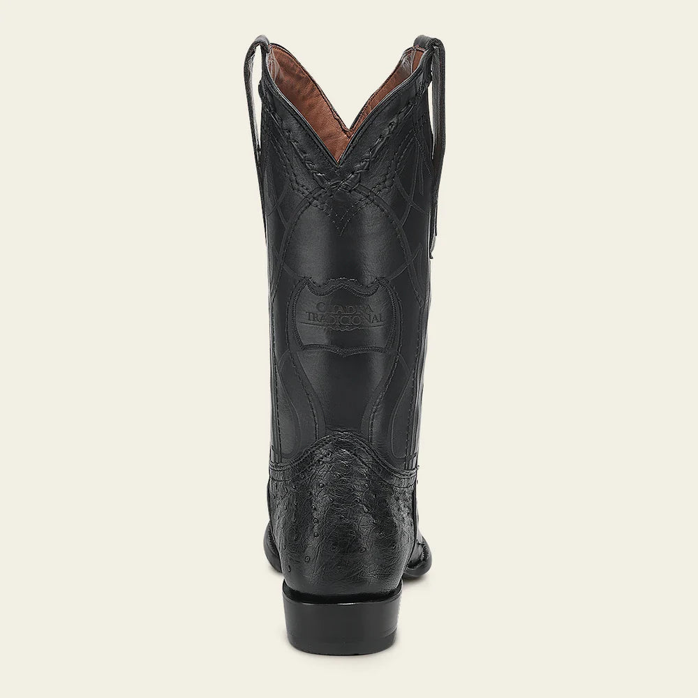 1J1NA1 - Cuadra Black Dress Cowboy Ostrich Leather Boots for Men