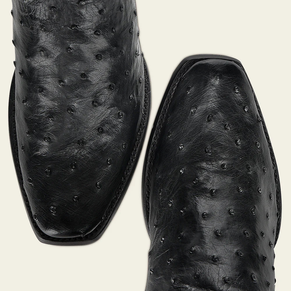 1J1NA1 - Cuadra Black Dress Cowboy Ostrich Leather Boots for Men