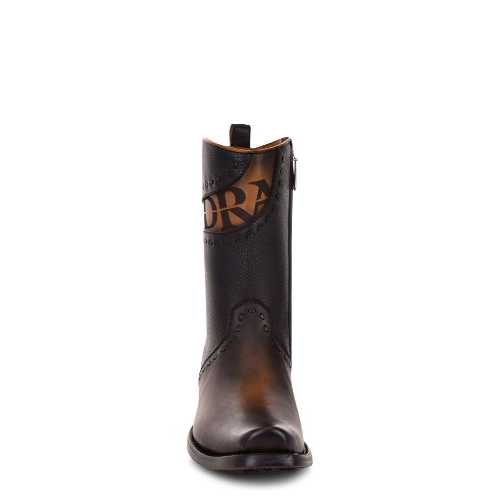 1J2ERS - Cuadra black-brown casual cowboy leather zip ankle boots for men-Kuet.us