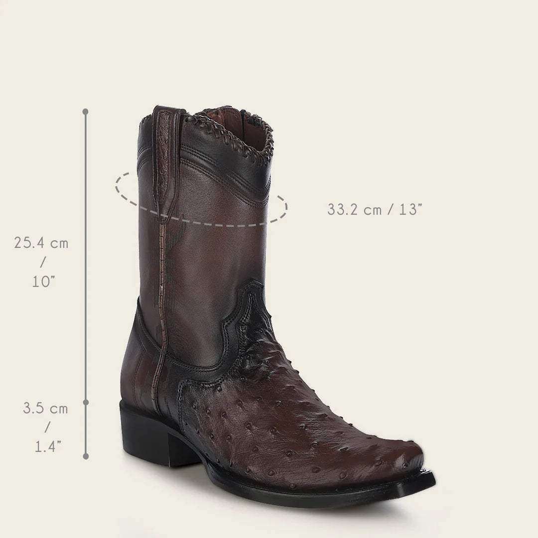 1J3DA1 - Cuadra chocolate dress cowboy ostrich leather boots for men