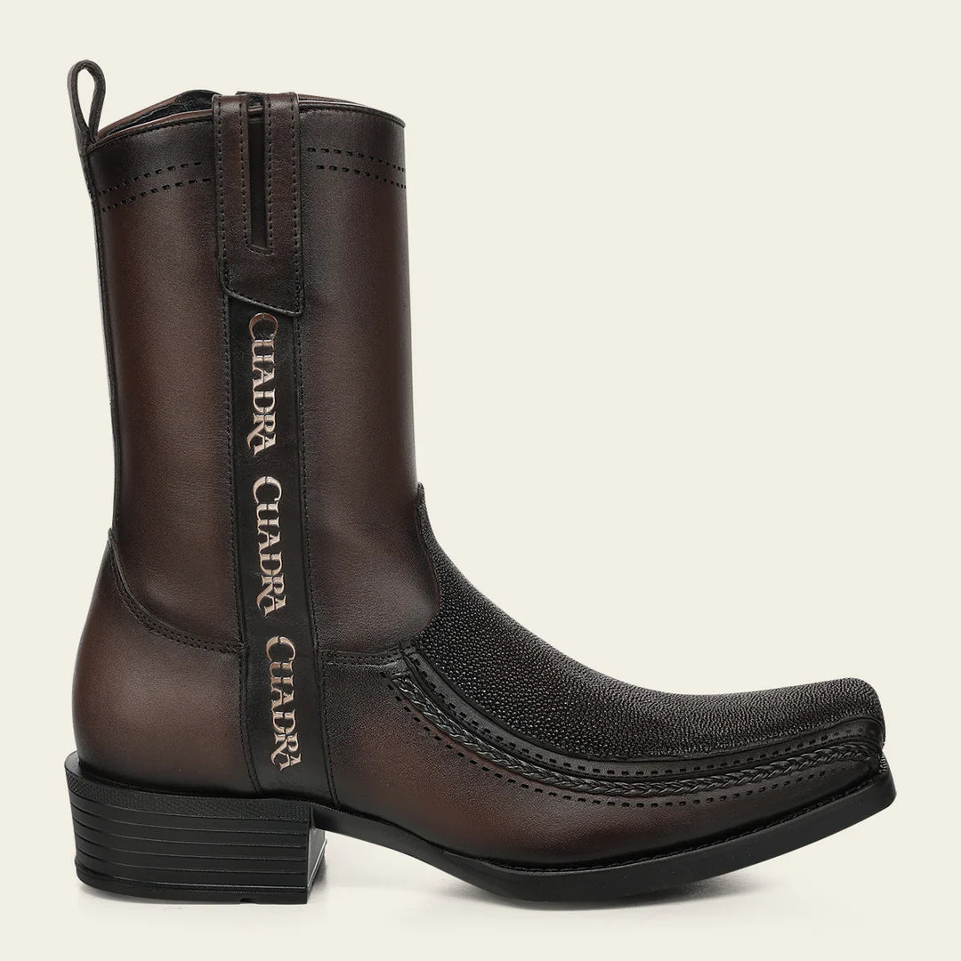 1J4JMA - Cuadra chocolate dress cowboy Stingray leather zip ankle boots for men