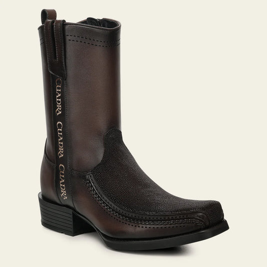 1J4JMA - Cuadra chocolate dress cowboy Stingray leather zip ankle boots for men