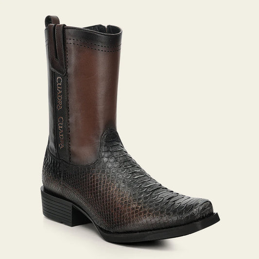 1J4KPH - Cuadra chocolate western cowboy python skin boots for men