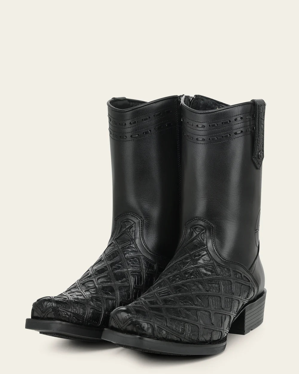 1J4RFY - Cuadra black casual fashion caiman leather zip ankle boots for men