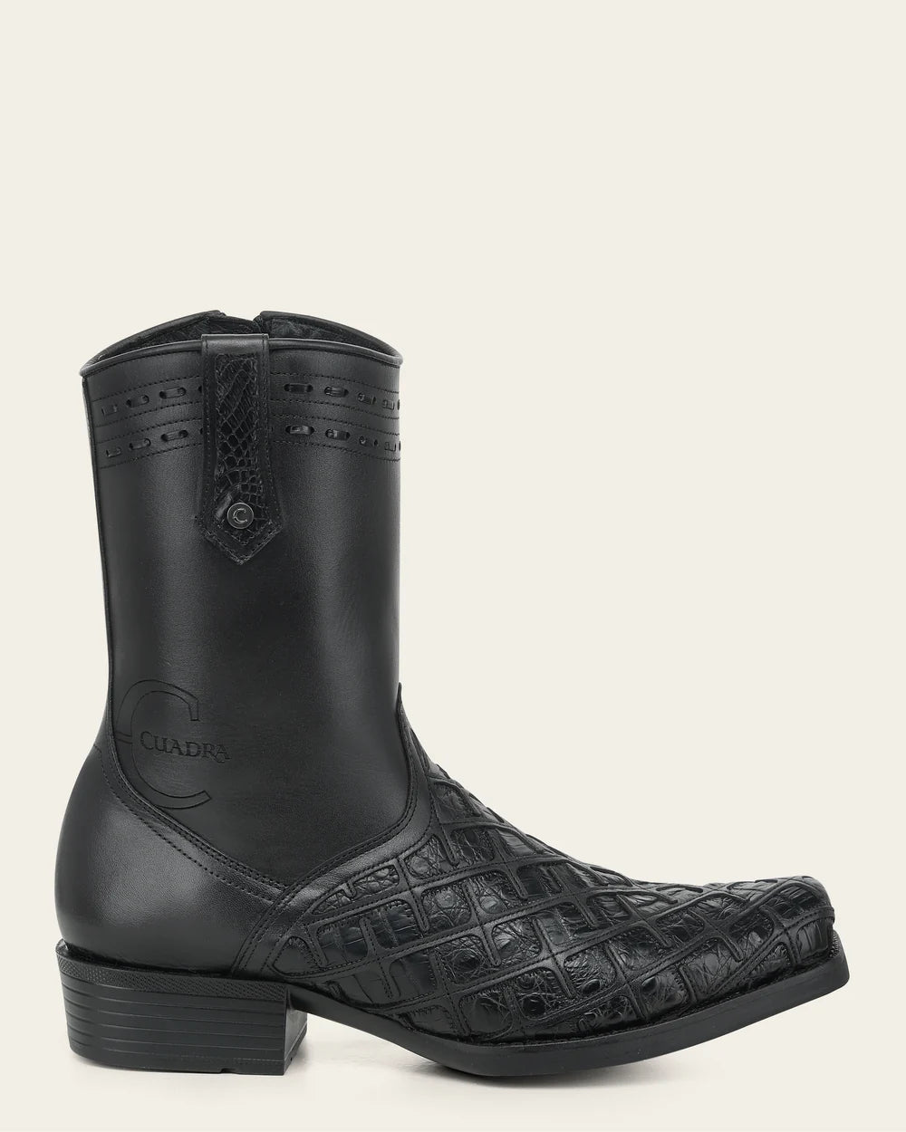1J4RFY - Cuadra black casual fashion caiman leather zip ankle boots for men