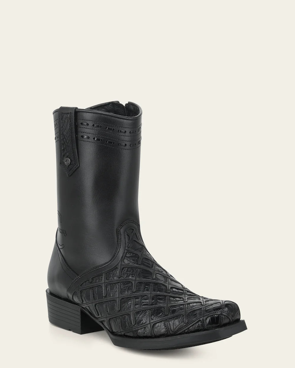 1J4RFY - Cuadra black casual fashion caiman leather zip ankle boots for men