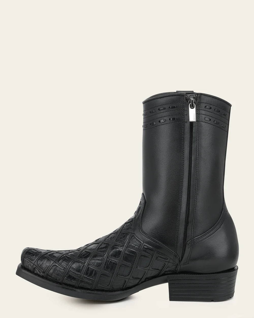 1J4RFY - Cuadra black casual fashion caiman leather zip ankle boots for men