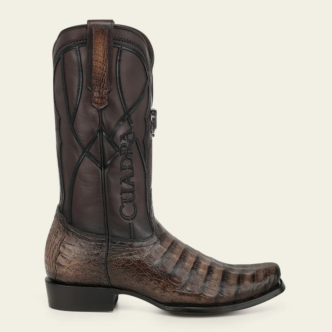 1JT0FY - Cuadra Chocolate Dress Cowboy Caiman Leather Boots for Men