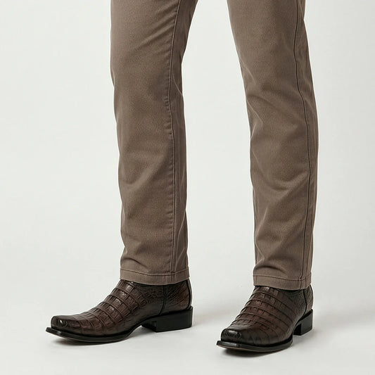 1JT0FY - Cuadra Chocolate Dress Cowboy Caiman Leather Boots for Men