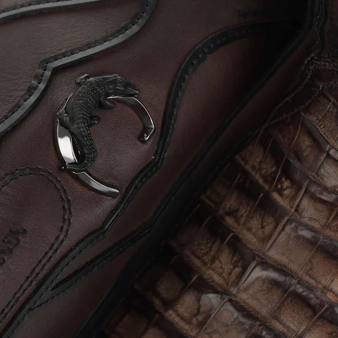 1JT0FY - Cuadra Chocolate Dress Cowboy Caiman Leather Boots for Men