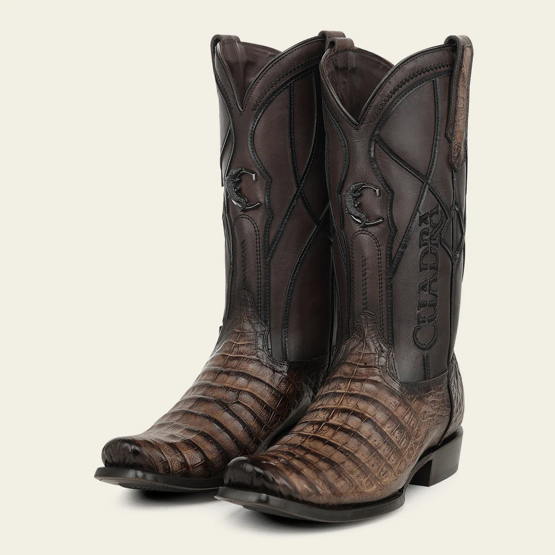 1JT0FY - Cuadra Chocolate Dress Cowboy Caiman Leather Boots for Men