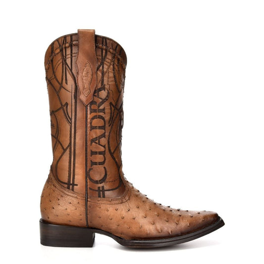 1B1NA1 - Cuadra taupe casual dress cowboy ostrich leather boots for men-Kuet.us