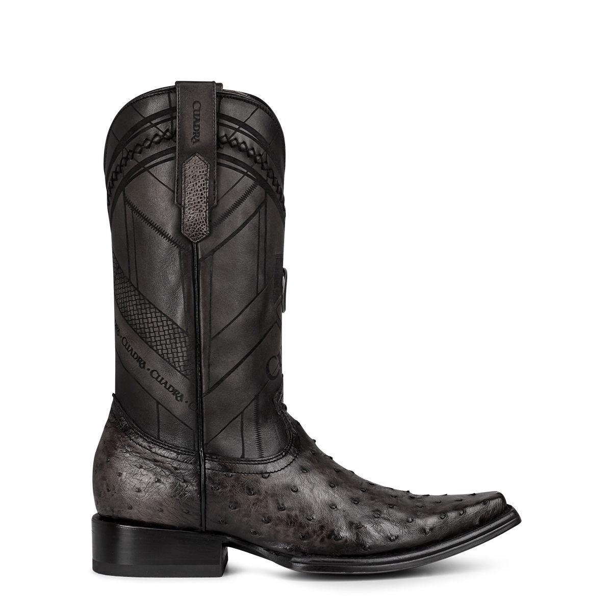 1B2FA1 - Cuadra black dress cowboy ostrich leather boots for men-Kuet.us