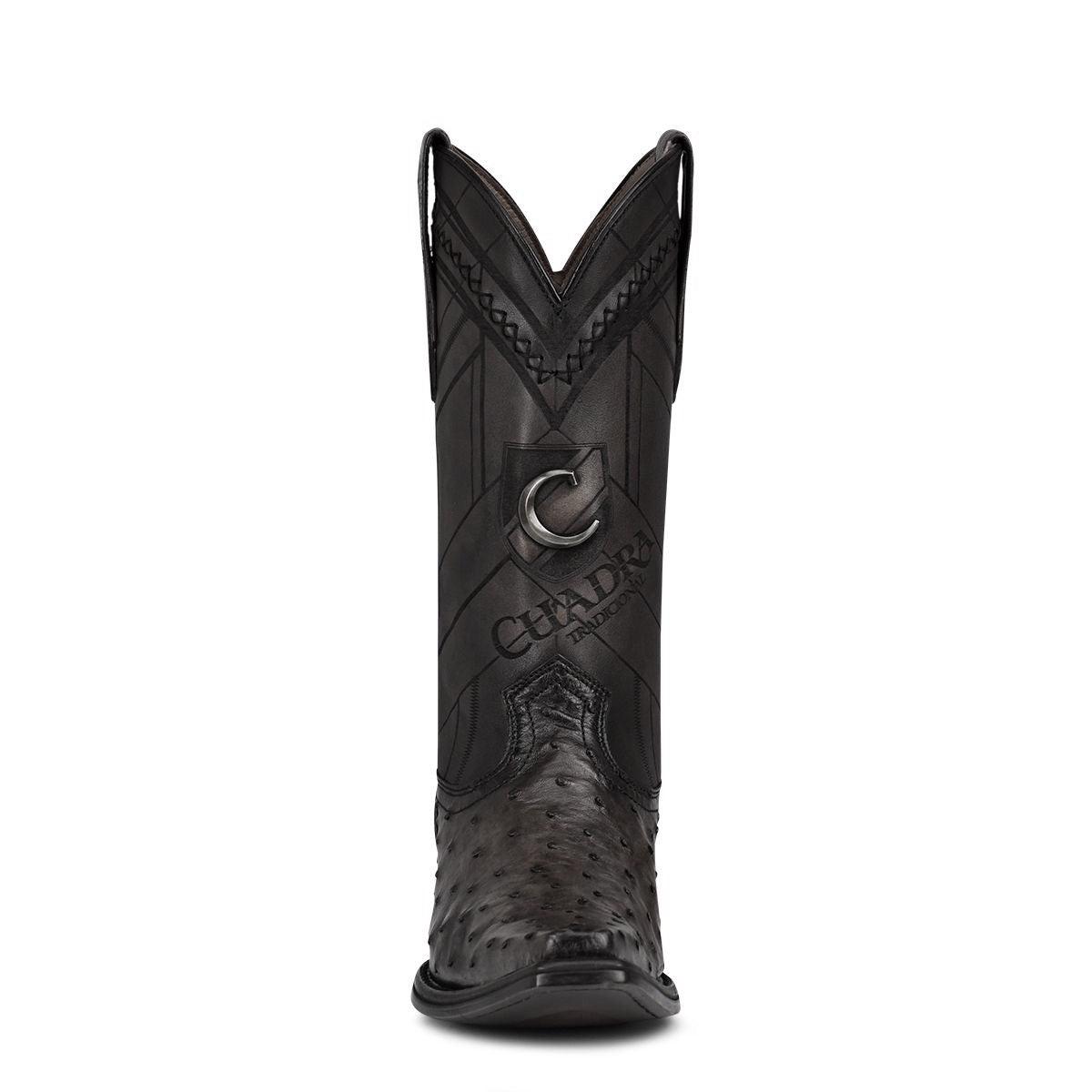 1B2FA1 - Cuadra black dress cowboy ostrich leather boots for men-Kuet.us