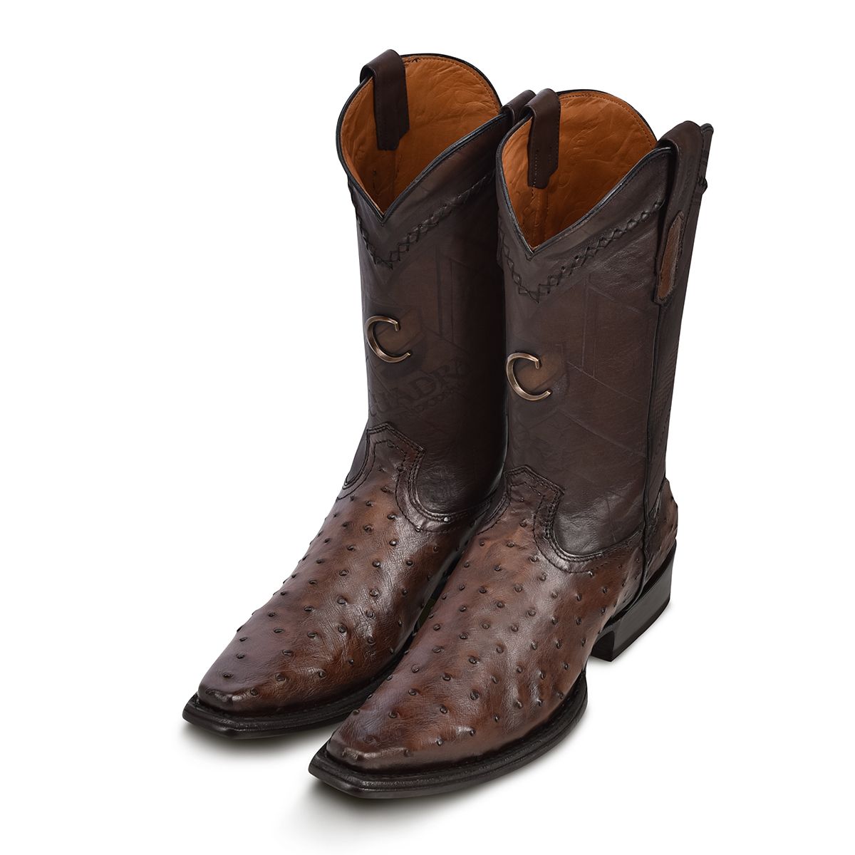 1B2FA1 - Cuadra dark brown dress cowboy ostrich leather boots for men-Kuet.us