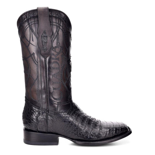 1E10FY - Cuadra black casual cowboy fuscus caiman leather boots for men-Kuet.us