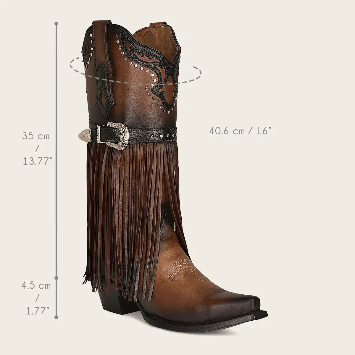 1GAXRS - Cuadra brown western cowgirl fringed leather boots for women-Kuet.us