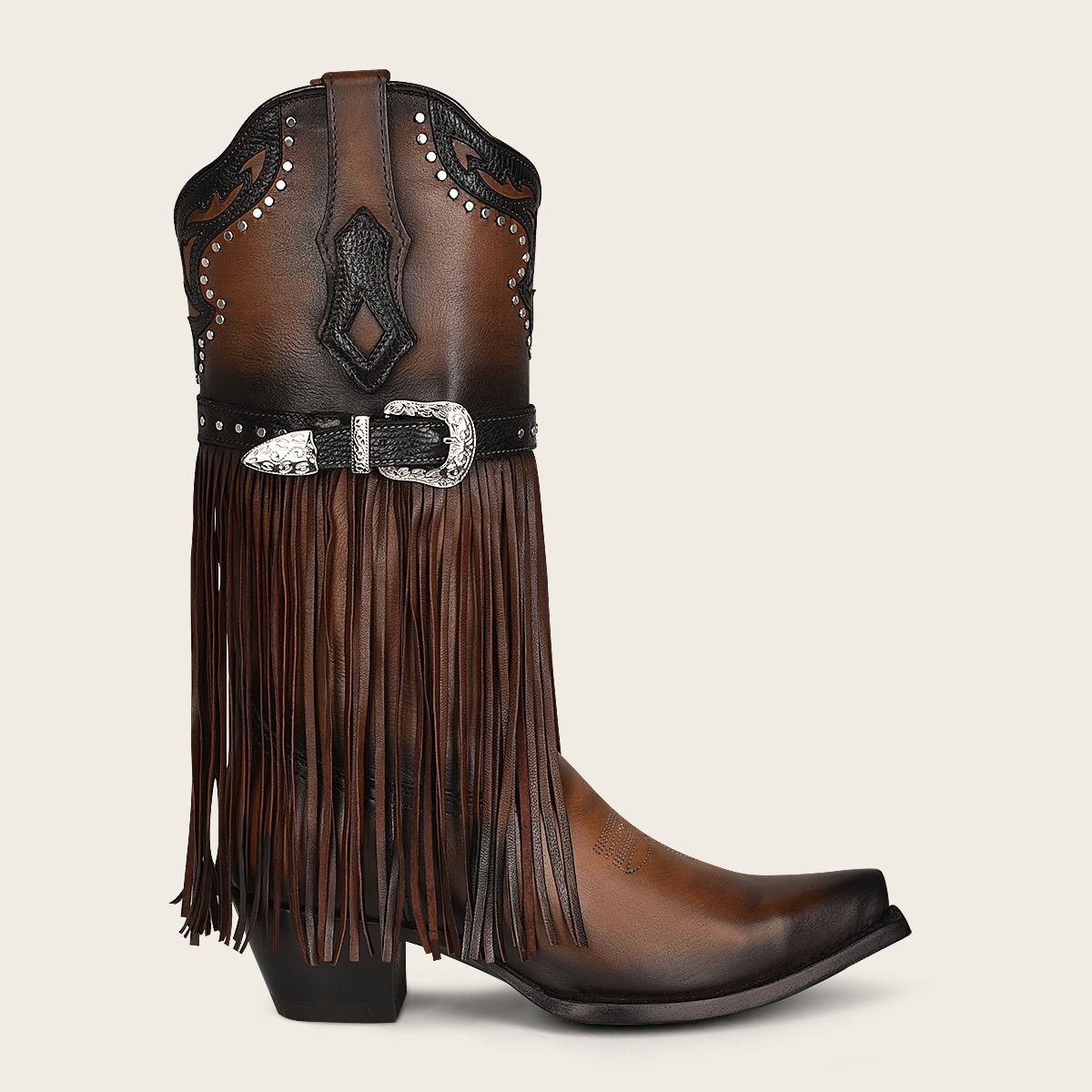 1GAXRS - Cuadra brown western cowgirl fringed leather boots for women-Kuet.us