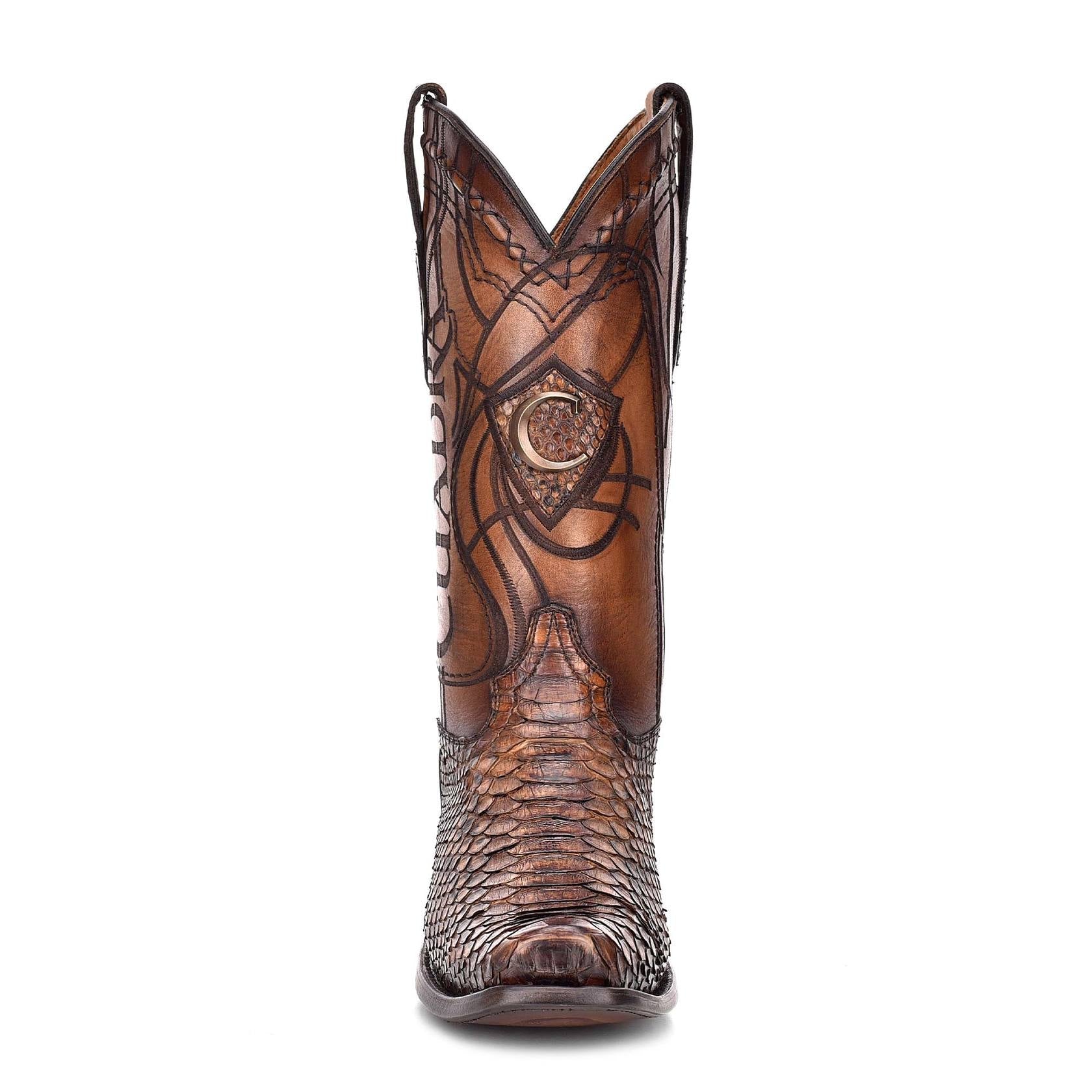 Cuadra brown western cowboy python skin boots for men-Kuet.us