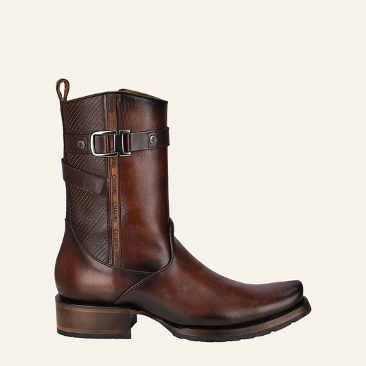 1J2JRS - Cuadra brown casual cowboy genuine cowhide leather boots for men-Kuet.us