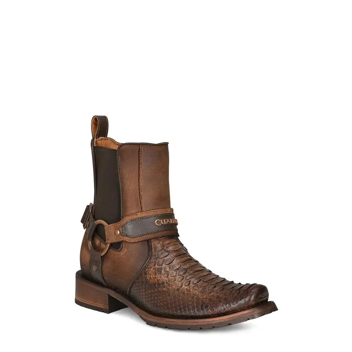 1J2LPH - Cuadra brown casual cowboy python skin zip ankle boots for men-Kuet.us