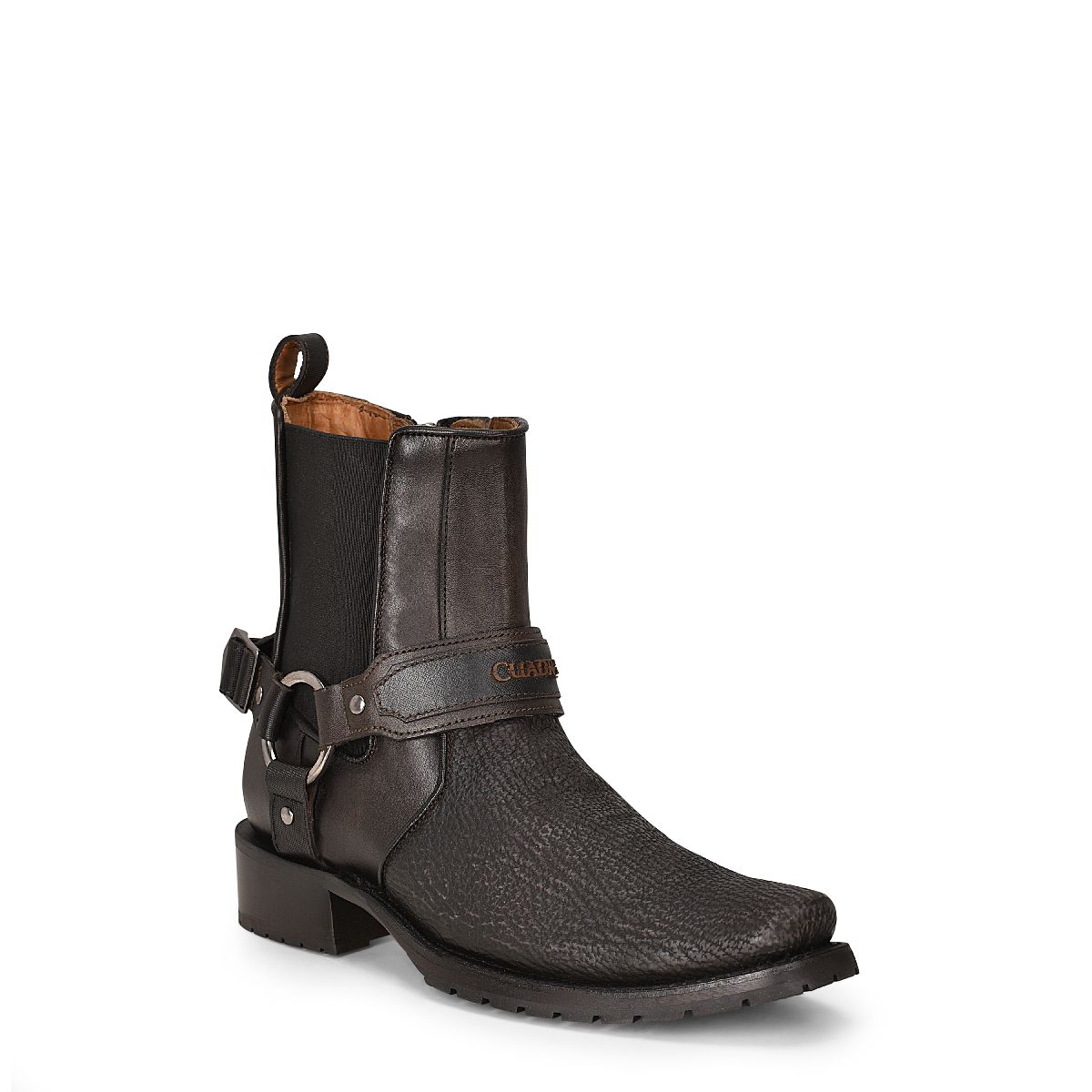 1J2LTI - Cuadra gray casual cowboy shark leather zip ankle boots for men-Kuet.us
