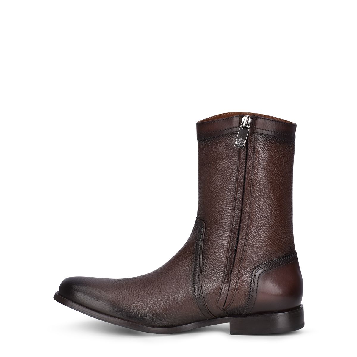 1S1BSVN - Franco Cuadra dark brown dress casual leather zip ankle boots for men-Kuet.us