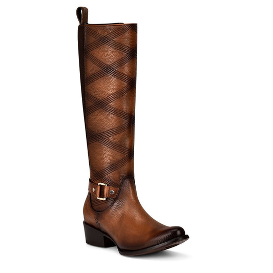 1X4ARS - Cuadra brown casual fashion leather strapped tall boots for women-Kuet.us