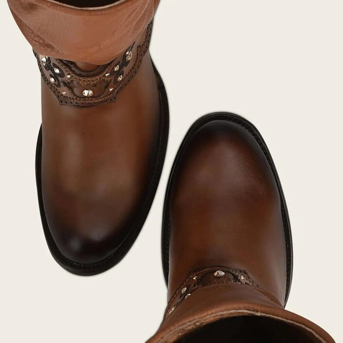 1Z41RS - Cuadra brown casual cowgirl leather knee high boots for women-Kuet.us