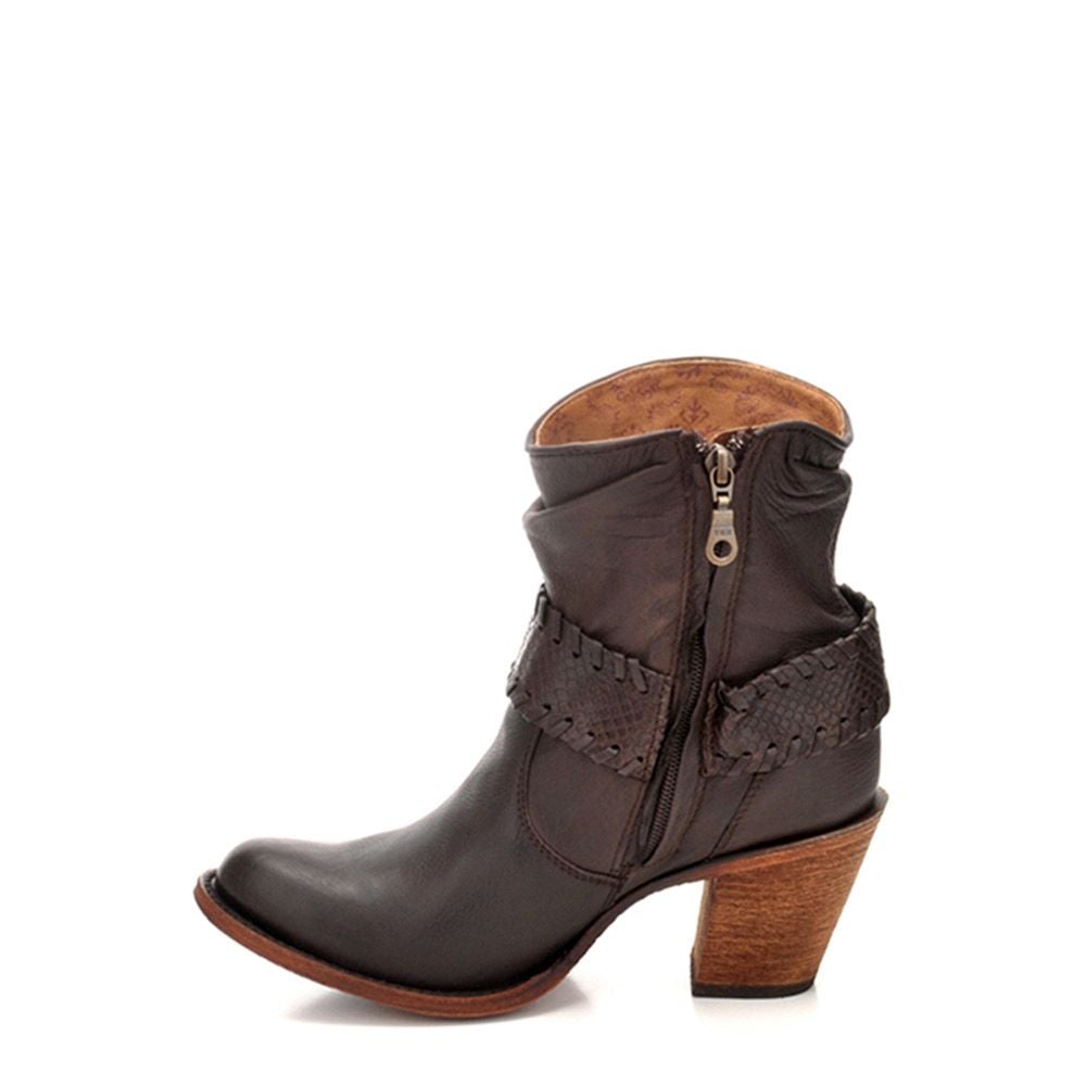 1Z57NP - Cuadra brown casual cowgirl cowhide leather ankle boots for women-Kuet.us