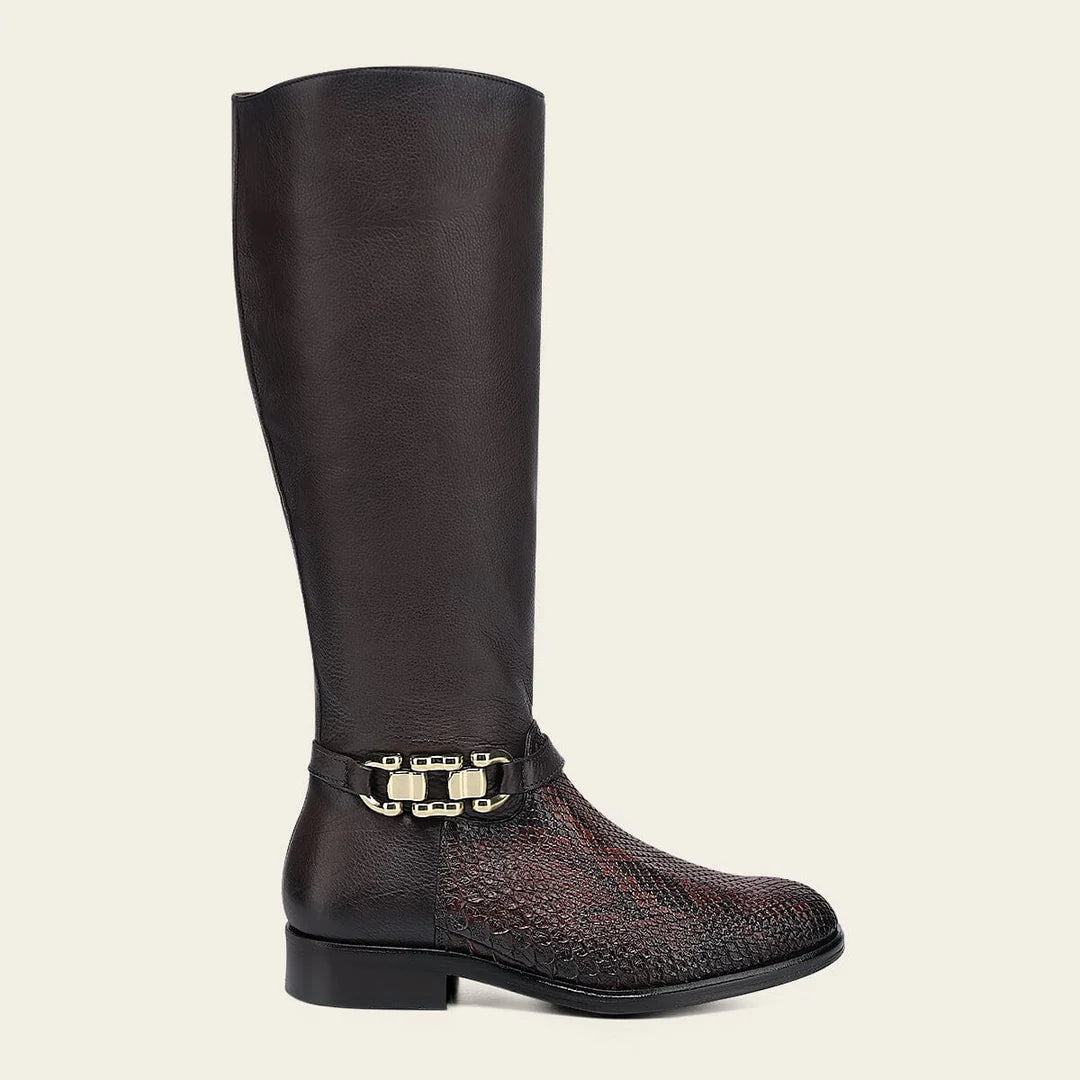 23TPMBD - Franco Cuadra chocolate python skin riding boots for women