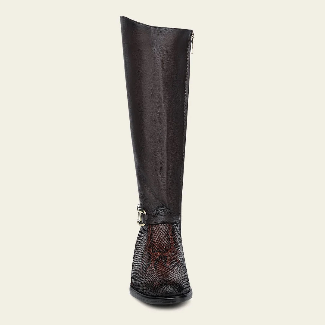 23TPMBD - Franco Cuadra chocolate python skin riding boots for women