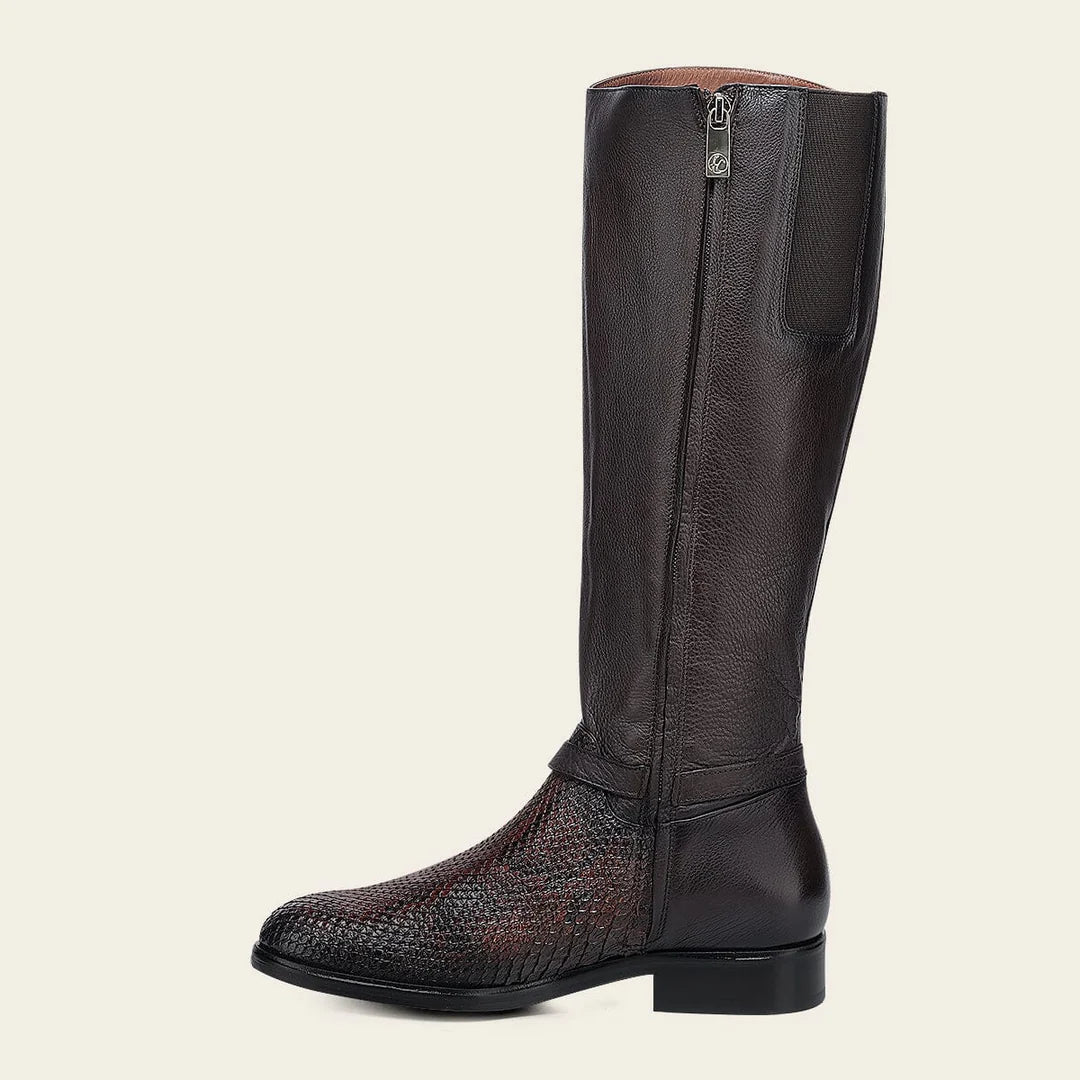 23TPMBD - Franco Cuadra chocolate python skin riding boots for women