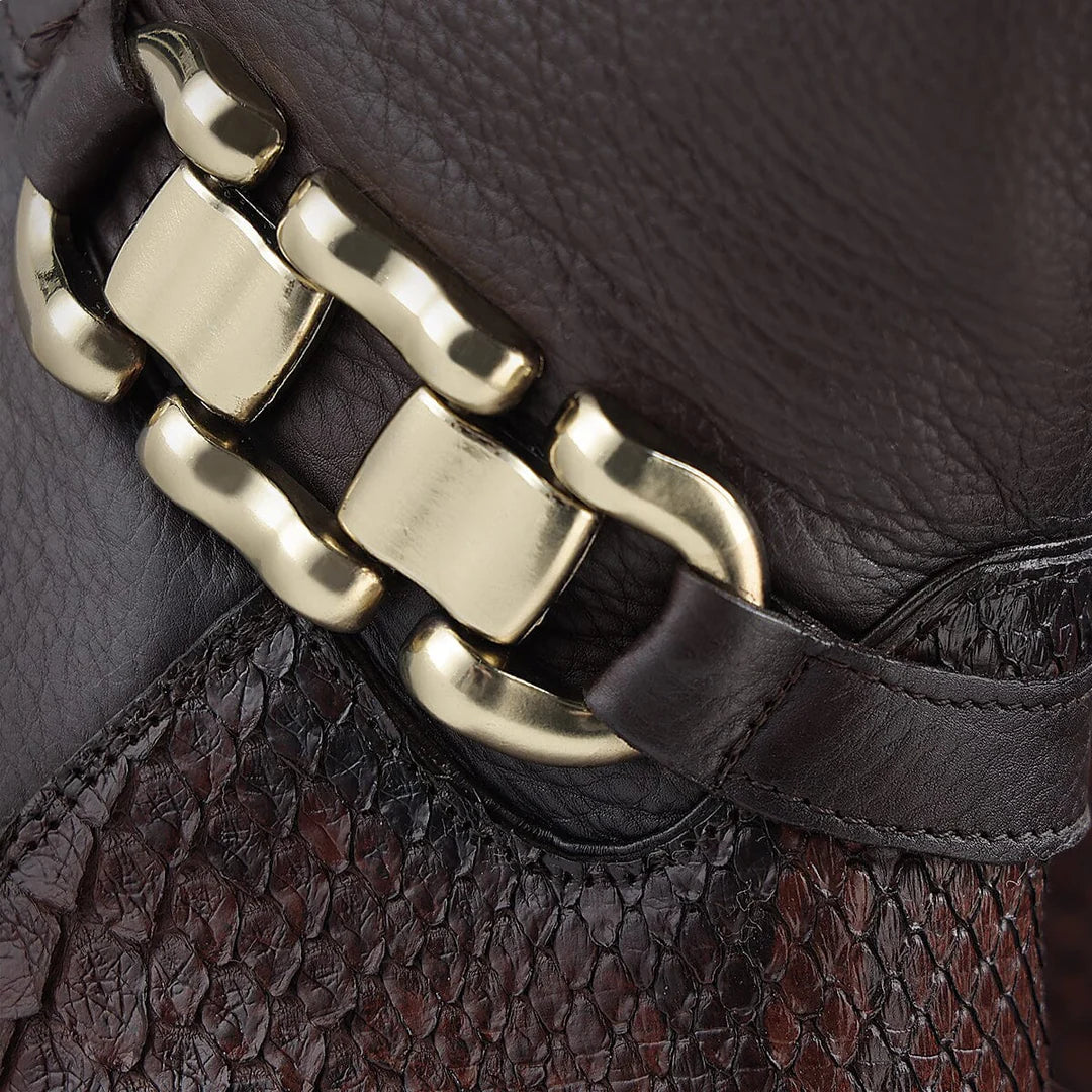 23TPMBD - Franco Cuadra chocolate python skin riding boots for women