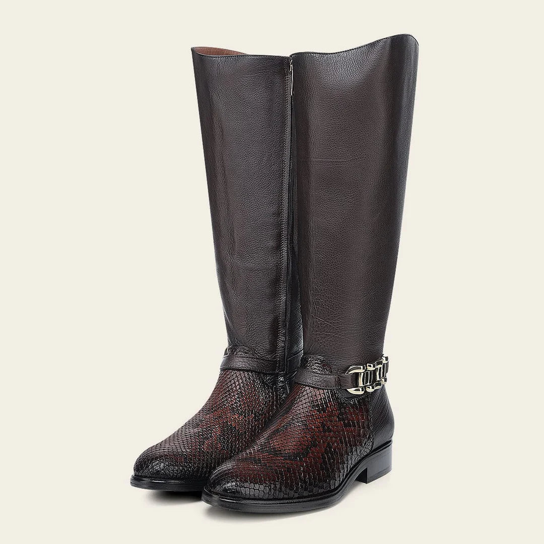 23TPMBD - Franco Cuadra chocolate python skin riding boots for women