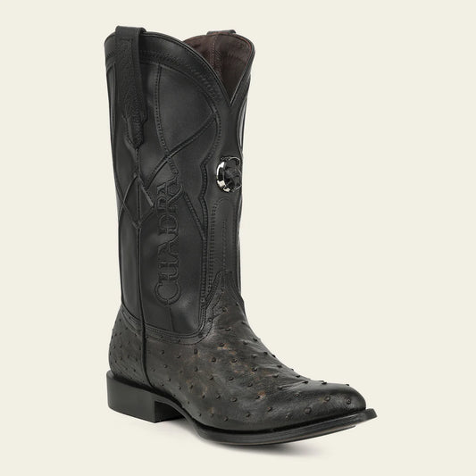 2CT0A1 - Cuadra Black Dress Cowboy Ostrich Leather Boots for Men