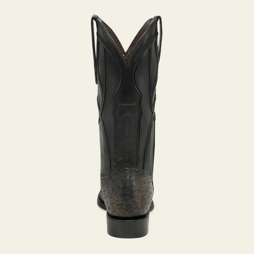 2CT0A1 - Cuadra Black Dress Cowboy Ostrich Leather Boots for Men