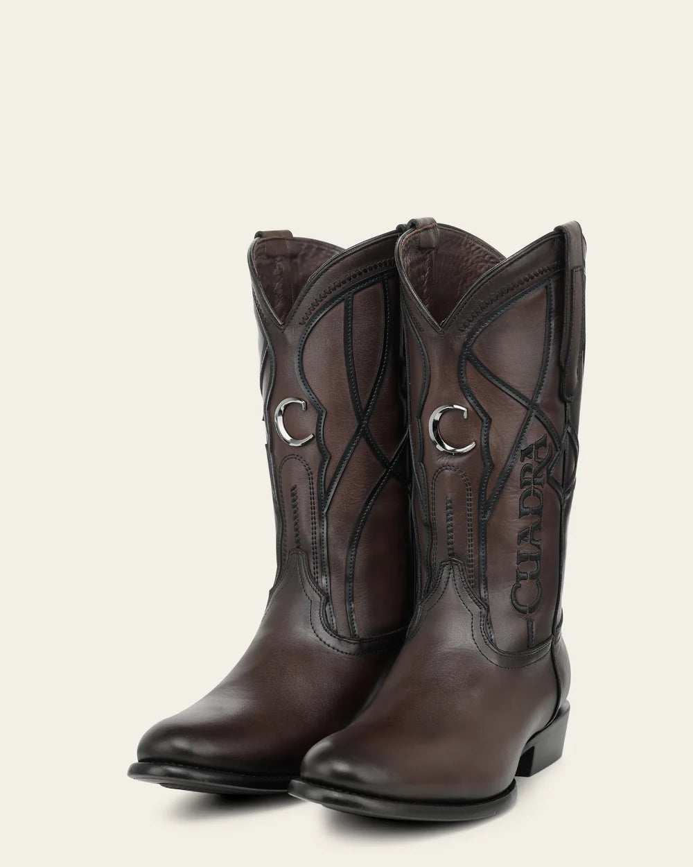 2HT0RS - Cuadra chocolate embroidered round toe cowhide cowboy boots for men